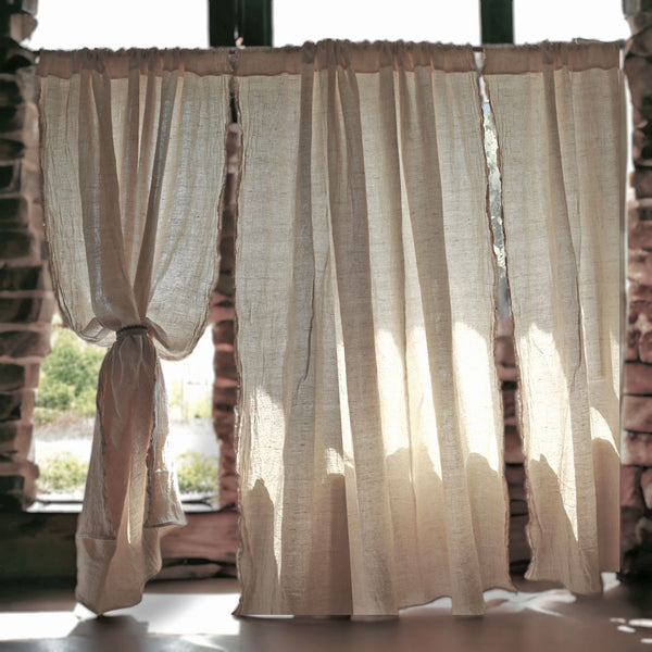 Rustic hemp fabric drapes