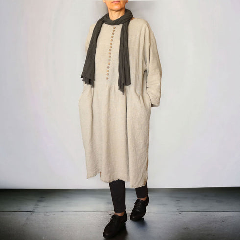 Tunica dama din tesatura naturala. Rochie dama din canepa, cu buzunare.