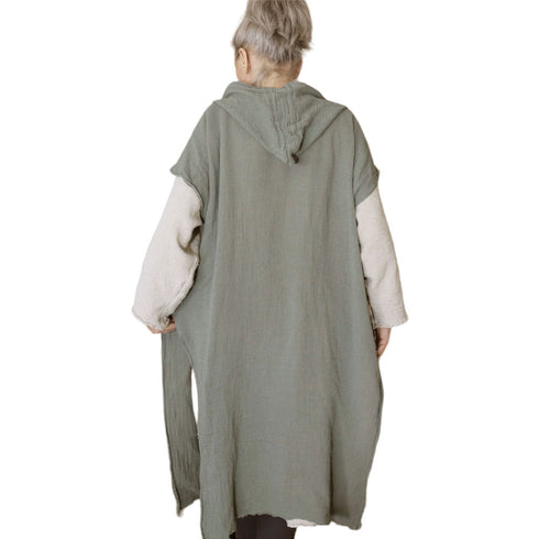 Poncho fără mâneci din pânză topita de bumbac.Kimono unisex.Kimono de plajă. Cardigan de femei. Cardigan de barbati