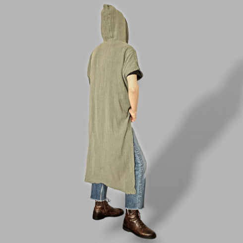 Poncho fără mâneci din pânză topita de bumbac.Kimono unisex.Kimono de plajă. Cardigan de femei. Cardigan de barbati