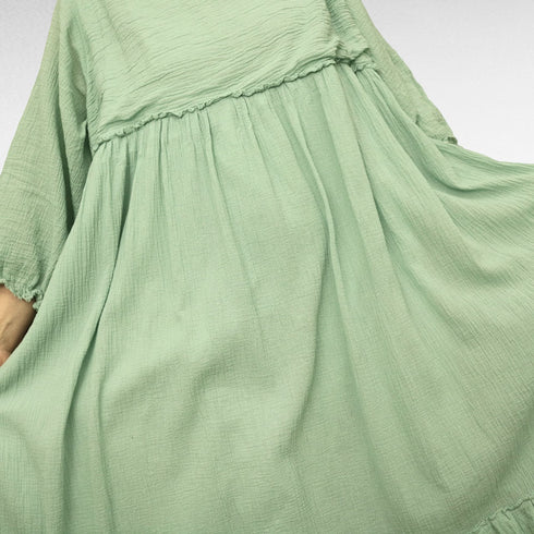 Boiled Cotton Ruffle Summer Dress/Beach Dress/Slim Dress for Evening Beach Walk