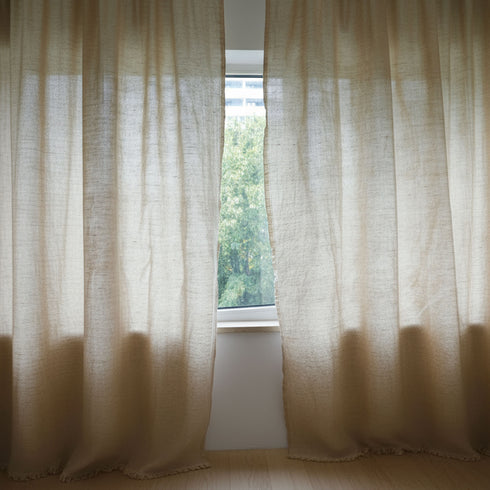 Draperii semi-transparente din bumbac fiert, naturale si unice
