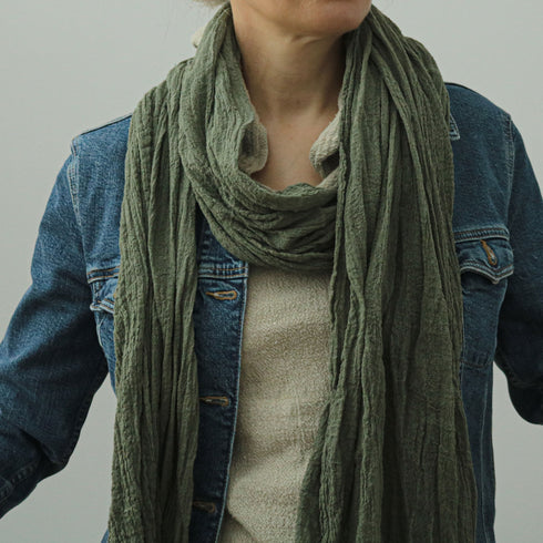 Esarfa unisex din bumbac fiert, creponata si moale