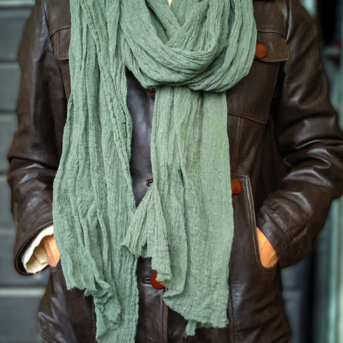 Esarfa unisex din bumbac fiert, creponata si moale