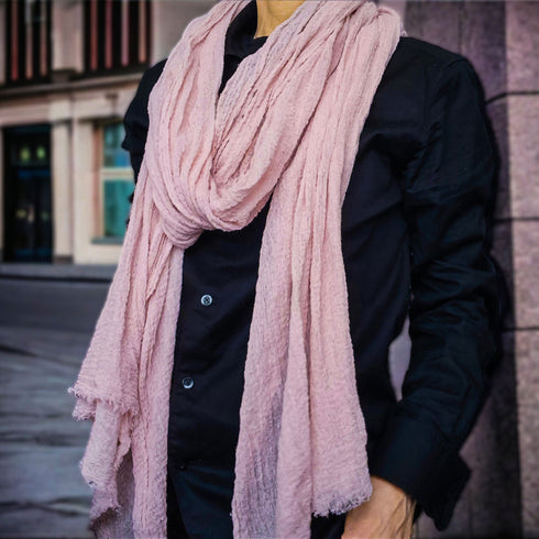 Esarfa unisex din bumbac fiert, creponata si moale