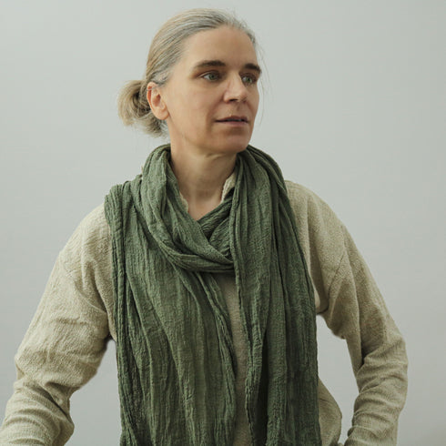 Esarfa unisex din bumbac fiert, creponata si moale
