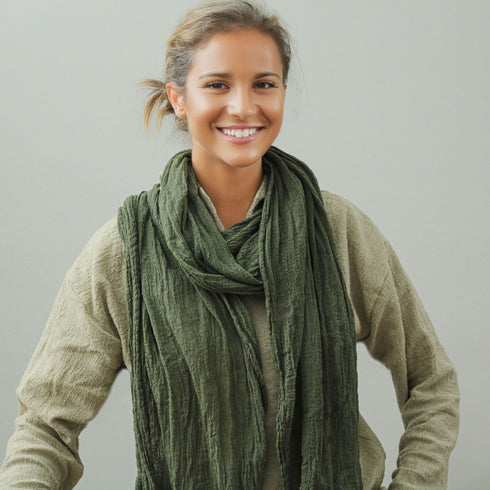 Esarfa unisex din bumbac fiert, creponata si moale