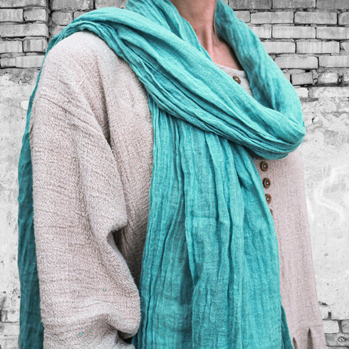 Scarf made of natural fabrics, scarf made of thin, soft leather