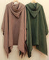 Poncho medieval din țesătură de cânepă. Mantie cu glugă boho.