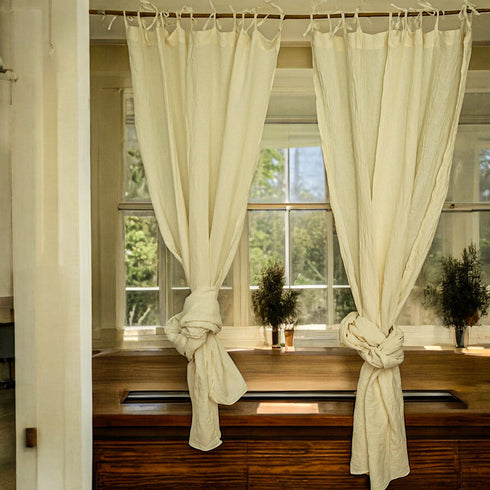 Perdele semi-transparente si extra-large din pânza creponata amestec de cânepă și bumbac