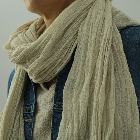 Esarfa unisex din bumbac fiert, creponata si moale