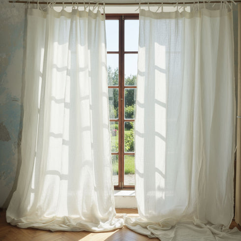 Perdele semi-transparente si extra-large din pânza creponata amestec de cânepă și bumbac