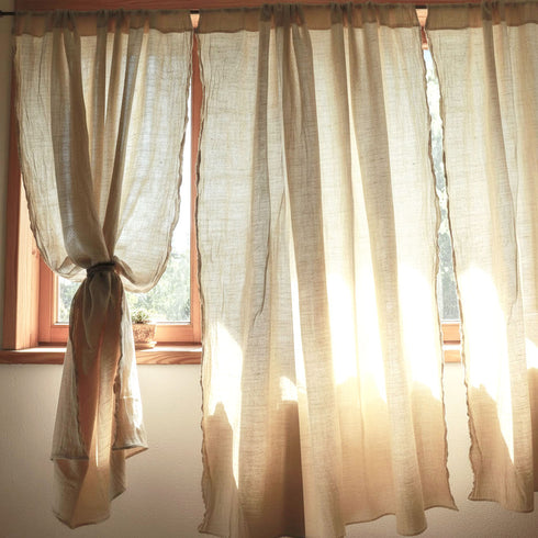 Draperii semi-transparente din bumbac fiert, naturale si unice