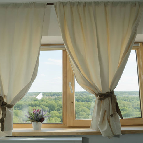 Draperii semi-transparente din bumbac fiert, naturale si unice