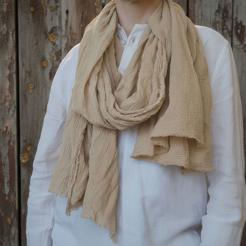 Esarfa din panza topita de bumbac, creponata si moale