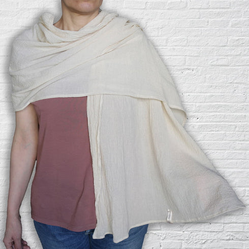 Esarfa din panza topita de bumbac, creponata si moale