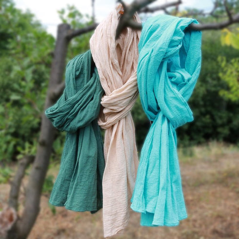 Esarfa din panza topita de bumbac, creponata si moale