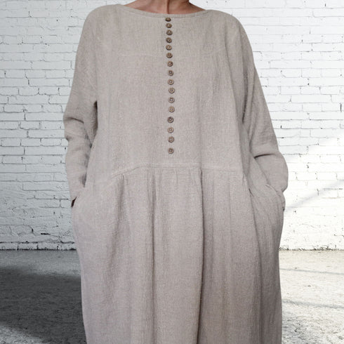 Tunica dama din tesatura naturala. Rochie dama din canepa, cu buzunare.