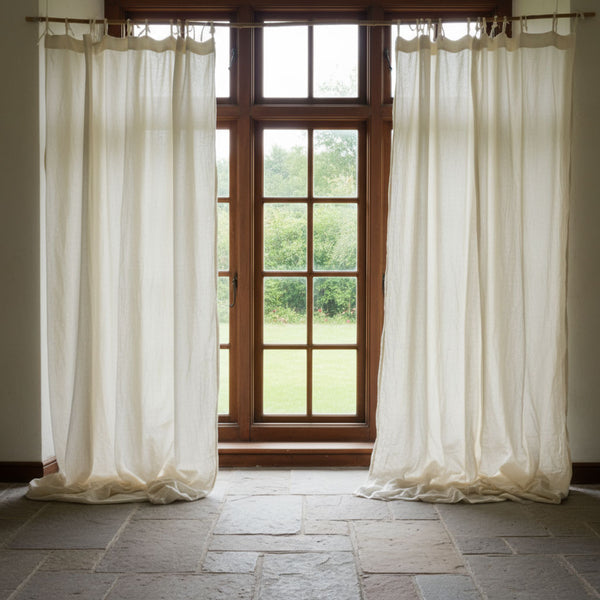 Perdele semi-transparente din pânza creponata amestec de cânepă și bumbac